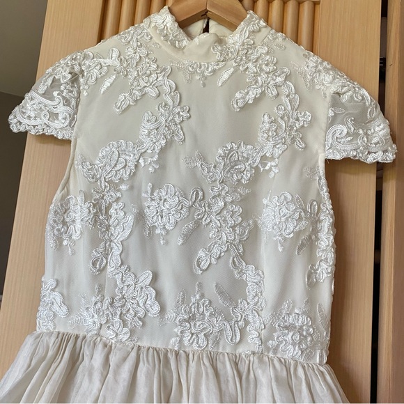 Alice + Olivia lace bodice mini dress eggshell off white - Picture 8 of 16